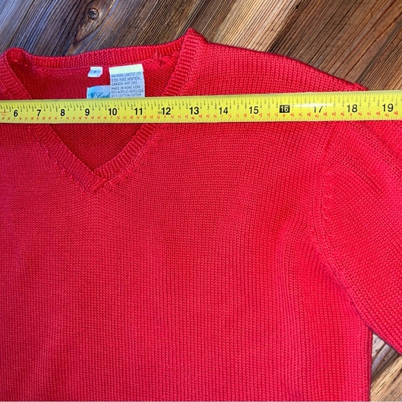 Lady Fairway Pullover Sweater Women’s S Red Hem Accent Knit V-Neck Soft - Picture 7 of 13